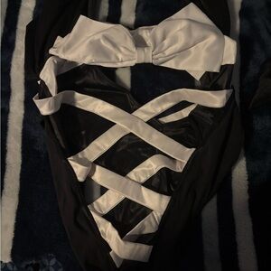 Victoria's Secret Black and White Crisscross One Piece